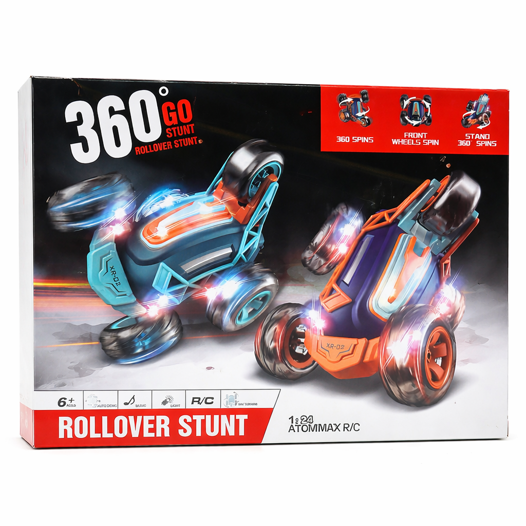 360° Rollover Stunt RC Car for Kids – Double-Sided Remote Control Car with LED Lights & USB Rechargeable Battery