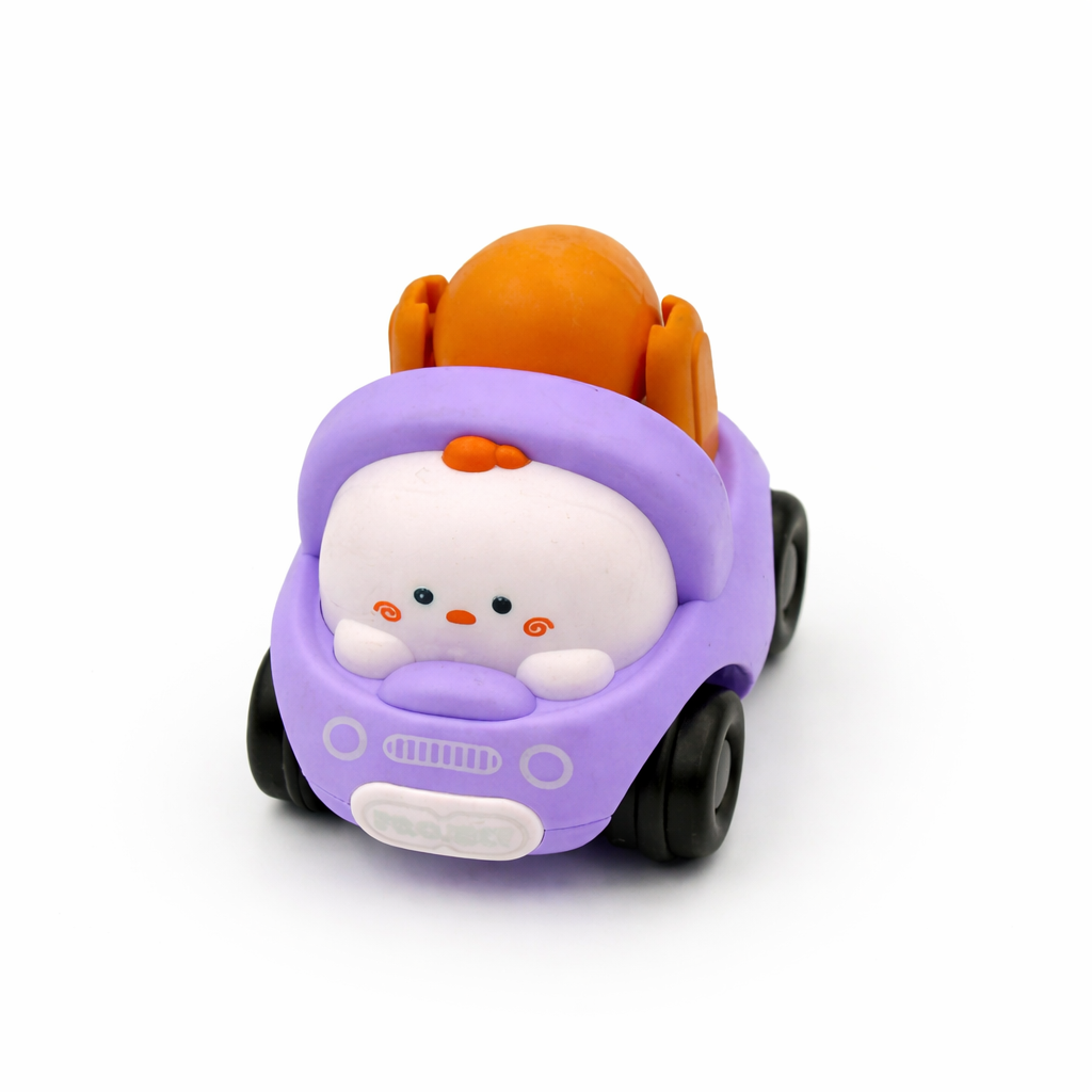 Colorful Cartoon Construction Vehicles Toy Set | Mini Push Cars for Kids | Safe Soft Material Toddler Toys (Set of 4)