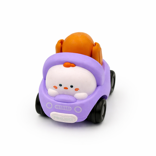 Colorful Cartoon Construction Vehicles Toy Set | Mini Push Cars for Kids | Safe Soft Material Toddler Toys (Set of 4)