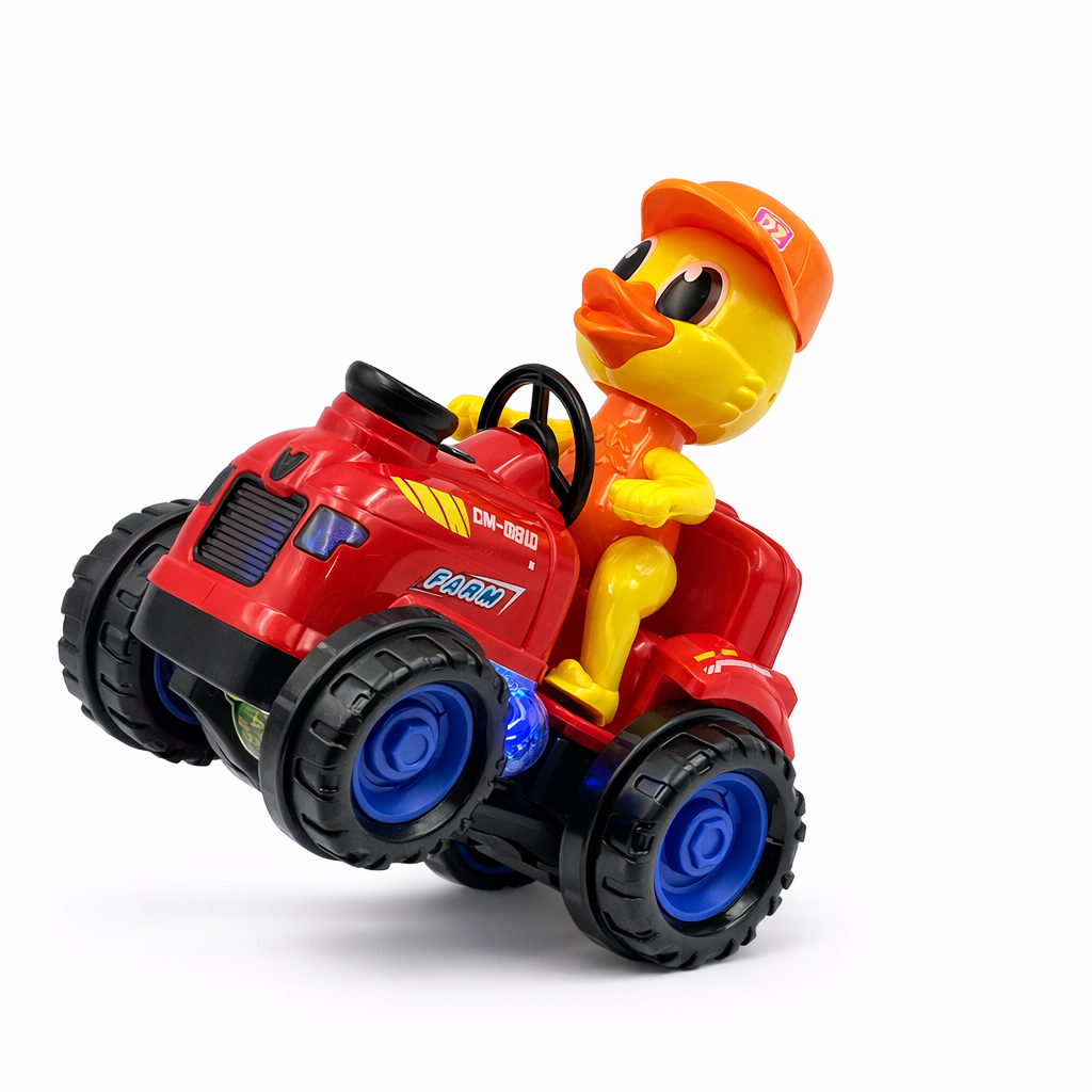Duck Farmer Car Toy with 360° Rotation, Lights & Music | Automatic Dancing Toy Car for Kids (3+ Years)