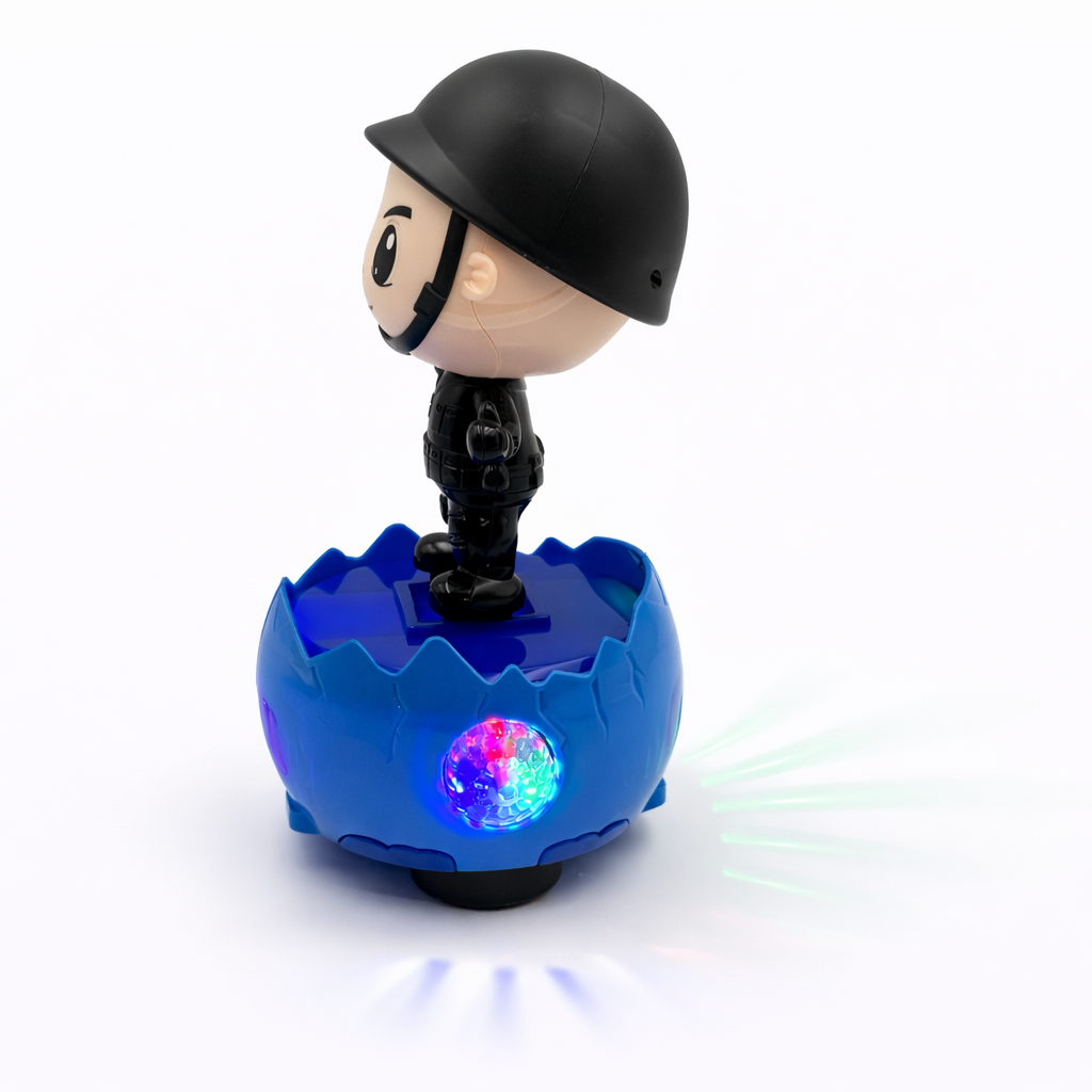 Police Egg Toy with 360° Lights & Music | Rotating Action Police Figure Toy for Kids (3+ Years)