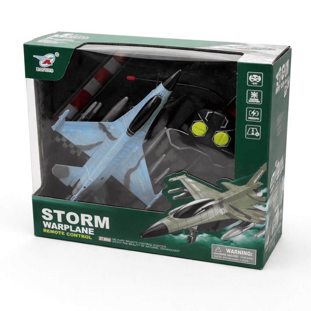 Remote Control Fighter Jet Toy for Kids | Storm Warplane R/C Airplane Toy with Controller | Military Aircraft Toy