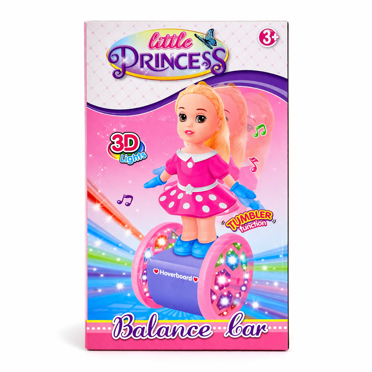 Little Princess Balance Car Toy with 3D Lights & Music | Tumbler Dancing Doll Hoverboard Toy for Kids (3+ Years)