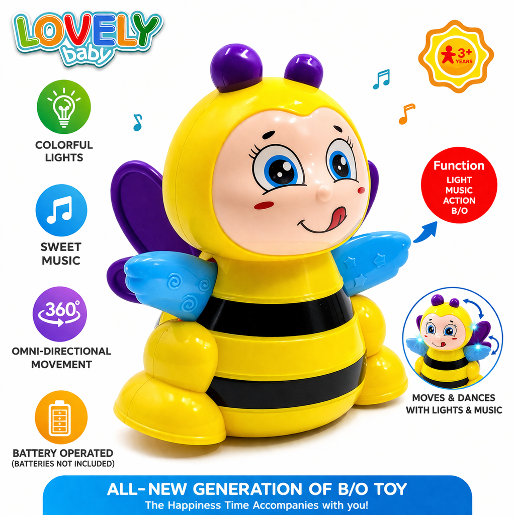 Lovely Baby Bee Musical Toy with Lights & 360° Movement | Dancing Bee Toy for Kids (3+ Years)