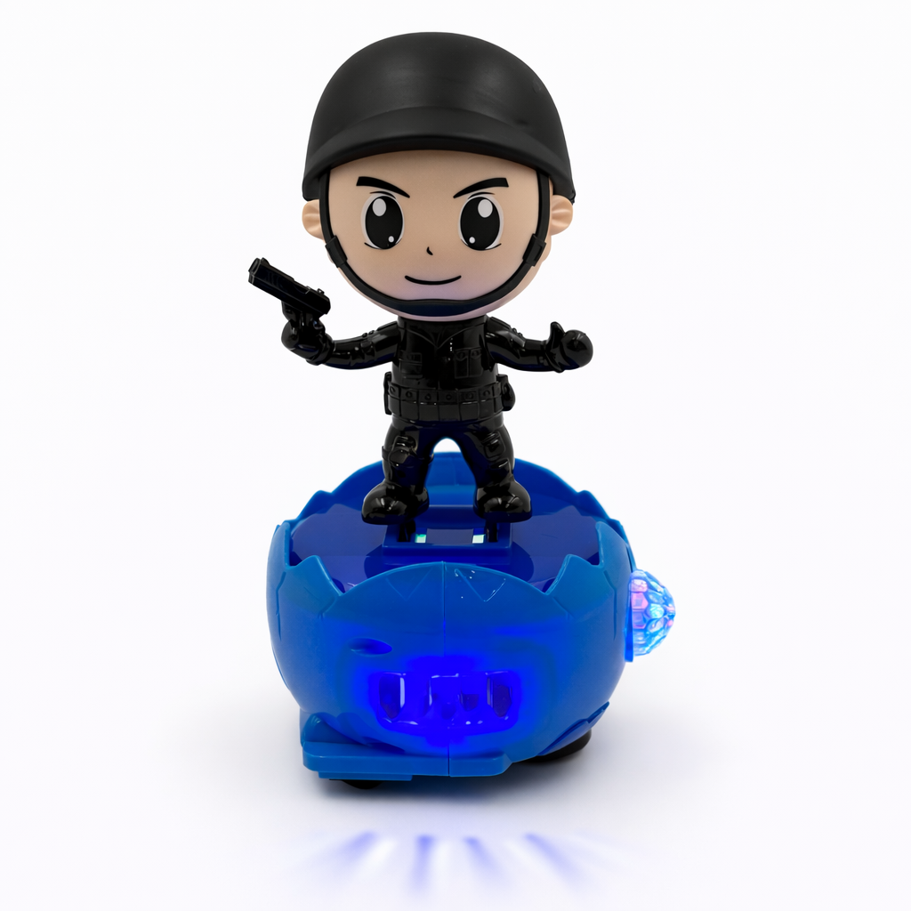 Police Egg Toy with 360° Lights & Music | Rotating Action Police Figure Toy for Kids (3+ Years)