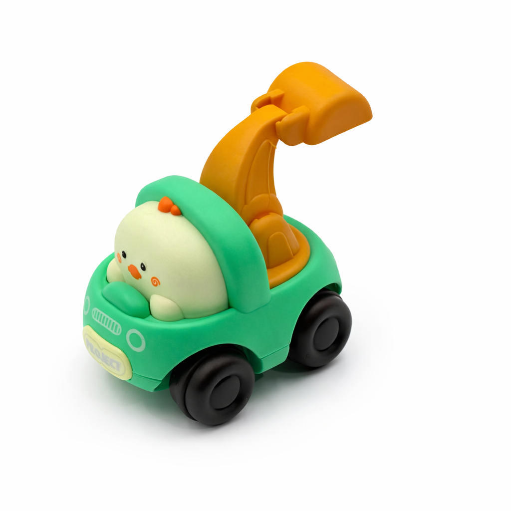 Colorful Cartoon Construction Vehicles Toy Set | Mini Push Cars for Kids | Safe Soft Material Toddler Toys (Set of 4)