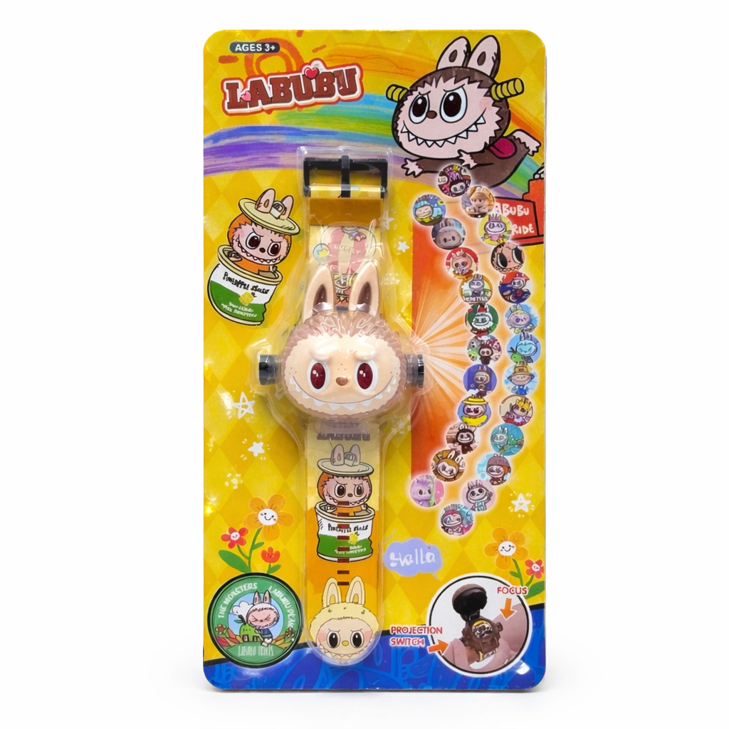 Kids Labubu Cartoon Projection Watch Toy | Cute Bunny LED Projector Watch for Kids | Adjustable Strap Fun Gift Toy