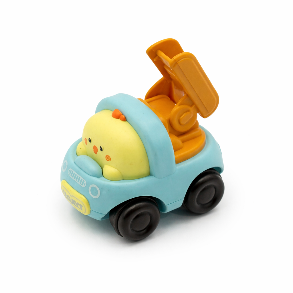 Colorful Cartoon Construction Vehicles Toy Set | Mini Push Cars for Kids | Safe Soft Material Toddler Toys (Set of 4)