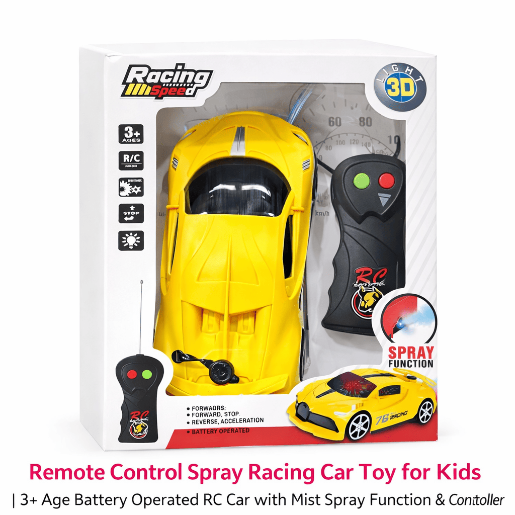 Remote Control Spray Racing Car with Mist Effect | Battery Operated RC Car Toy for Kids (3+ Years)
