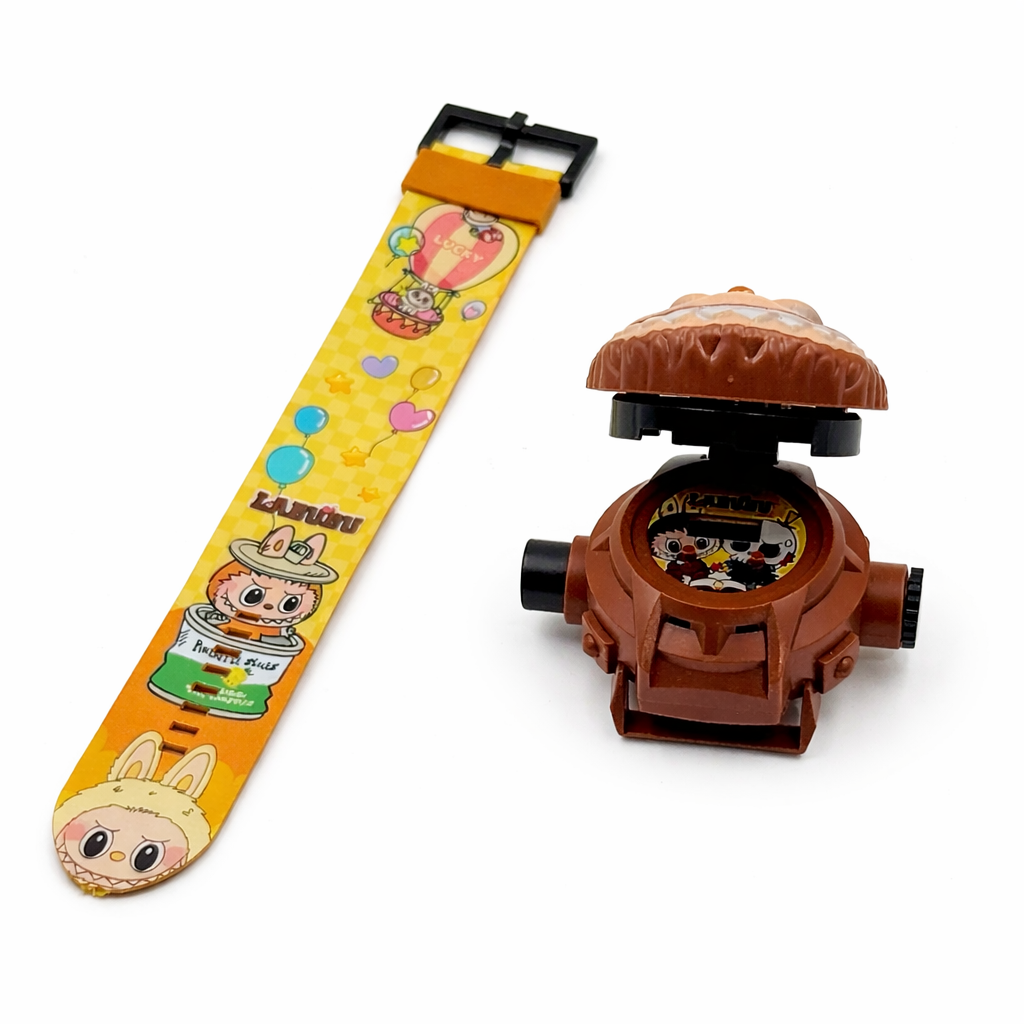 Kids Labubu Cartoon Projection Watch Toy | Cute Bunny LED Projector Watch for Kids | Adjustable Strap Fun Gift Toy