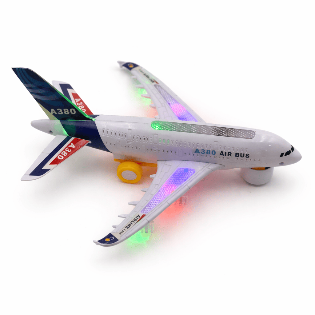 A380 Airplane Toy with Lights & Music | Battery Operated Aircraft Toy for Kids | Bump & Go Plane Toy