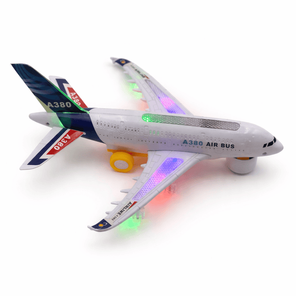A380 Airplane Toy with Lights & Music | Battery Operated Aircraft Toy for Kids | Bump & Go Plane Toy