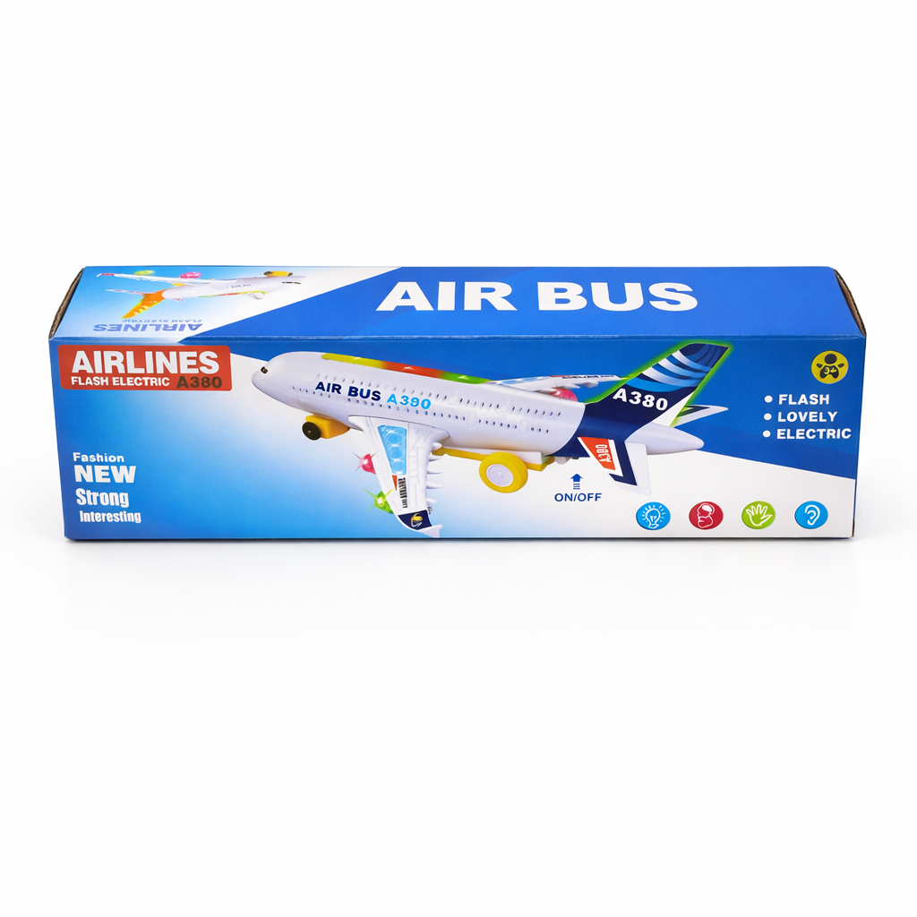 A380 Airplane Toy with Lights & Music | Battery Operated Aircraft Toy for Kids | Bump & Go Plane Toy
