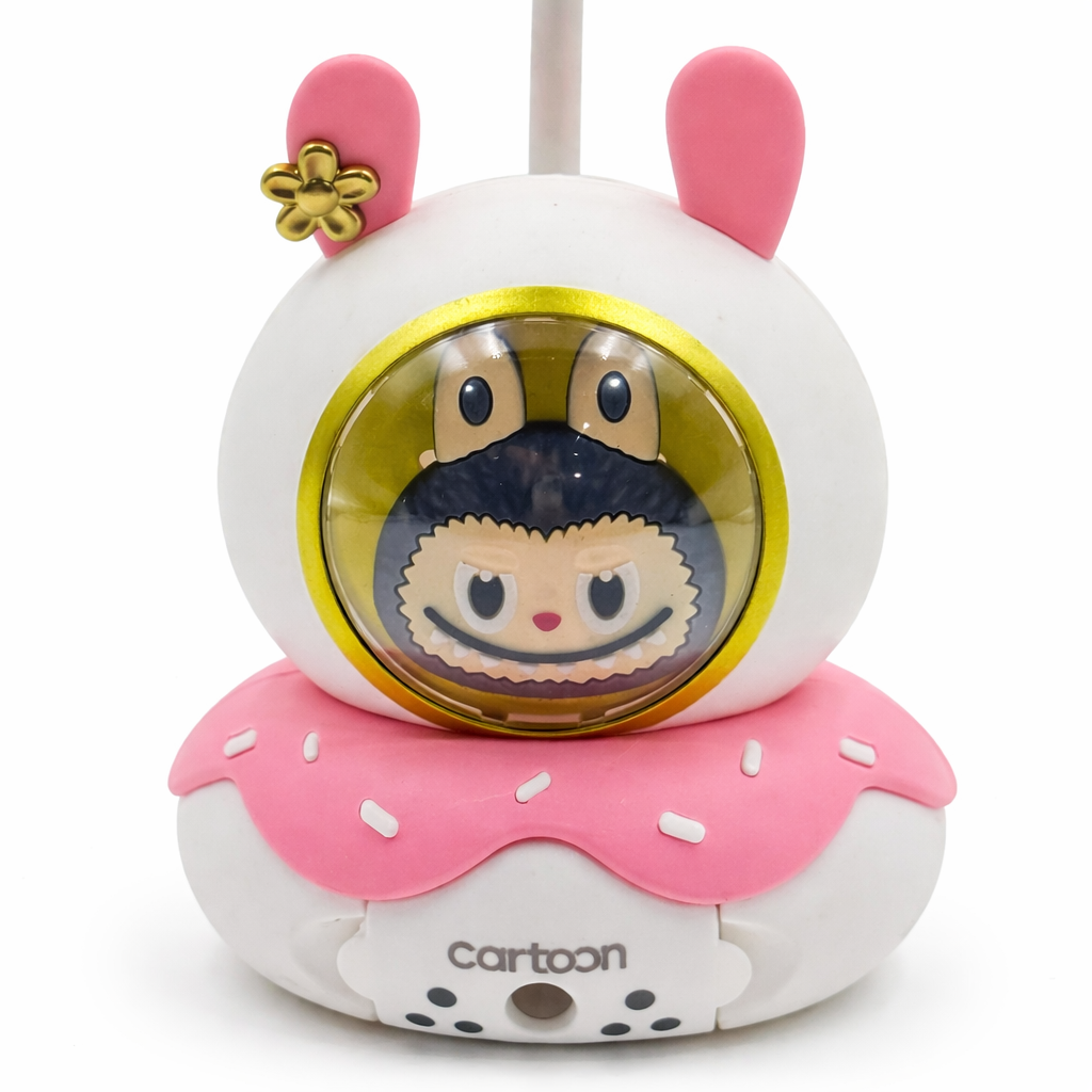 Cute Cartoon Mini USB Fan with Built-in Sharpener – Rechargeable Desk Fan for Kids (Portable & Flexible Neck)