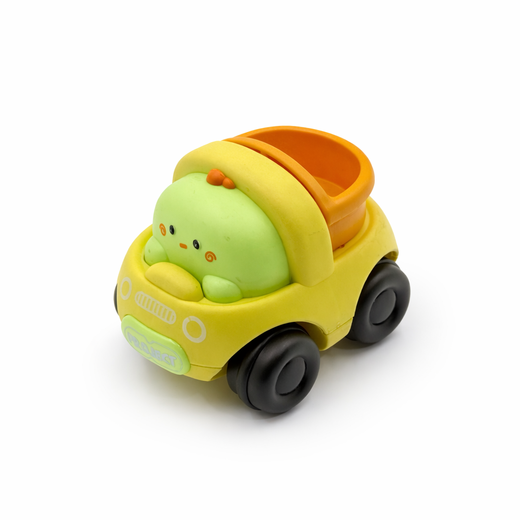 Colorful Cartoon Construction Vehicles Toy Set | Mini Push Cars for Kids | Safe Soft Material Toddler Toys (Set of 4)