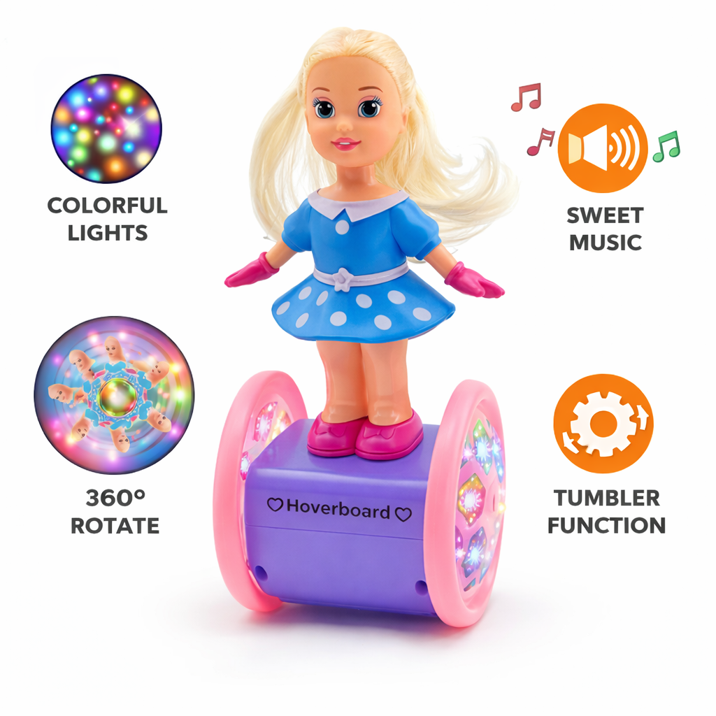 Little Princess Balance Car Toy with 3D Lights & Music | Tumbler Dancing Doll Hoverboard Toy for Kids (3+ Years)