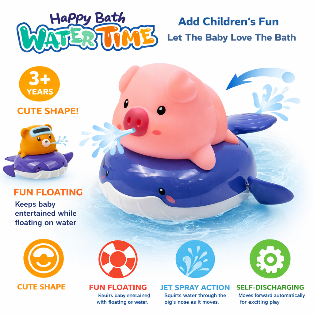 Cute Water Spray Bath Toy for Kids | Floating Animal Water Squirter Toy for Baby Bath Time (3+ Years)