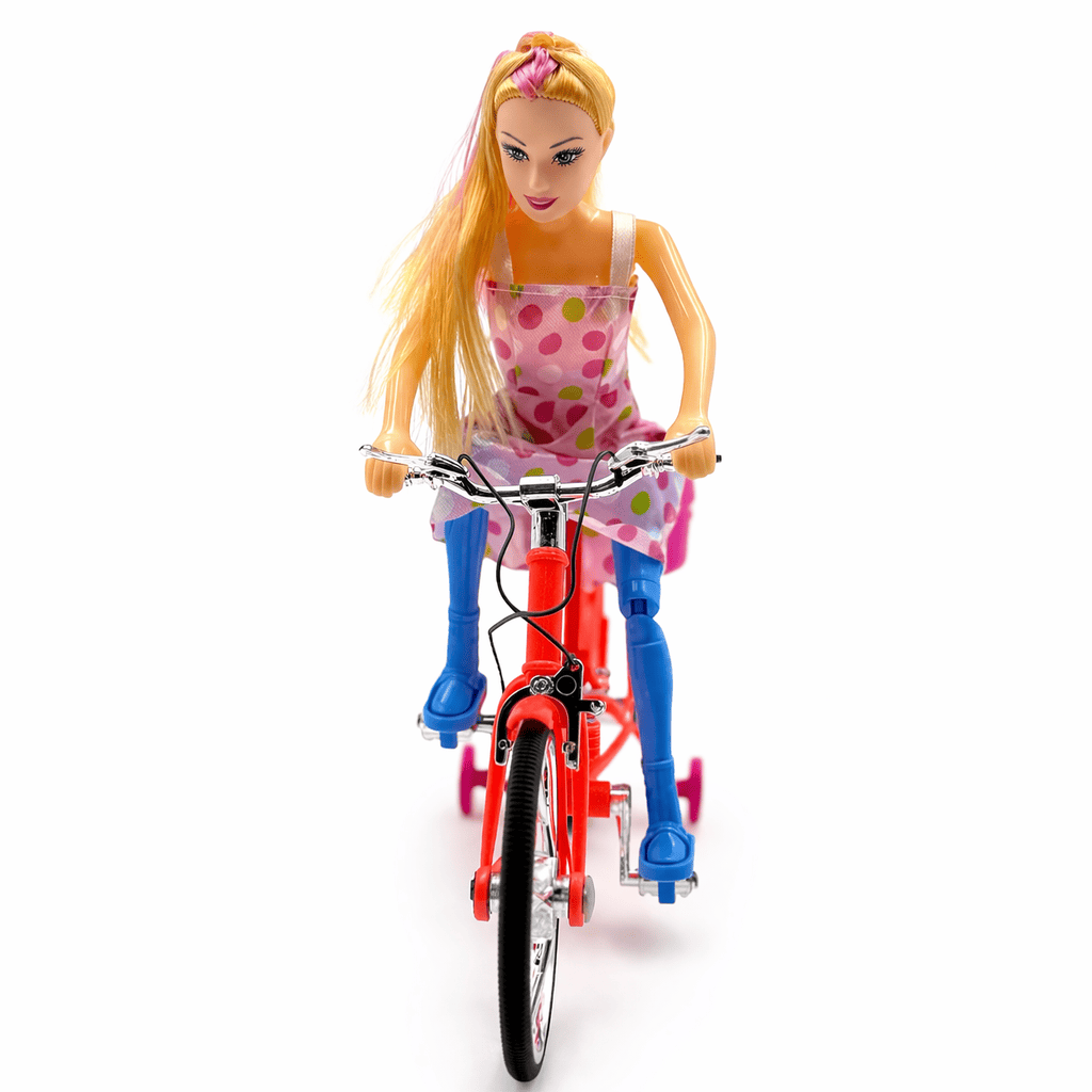 Doll Bicycle Toy Set with Lights & Music | Pretty Girl Doll with Cycle | Battery Operated Fashion Doll Toy for Kids