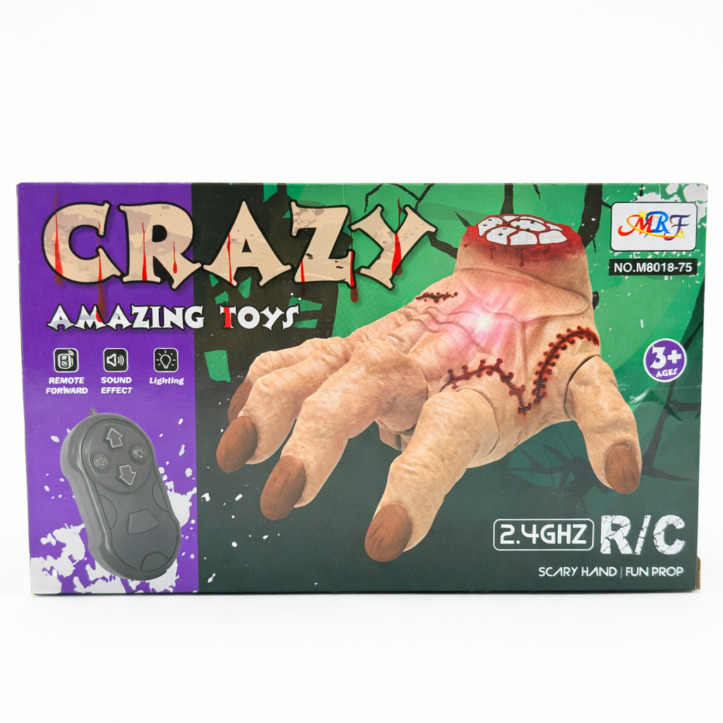 RC Scary Hand Toy with Lights & Sound | Remote Control Creepy Walking Hand Prank Toy for Kids & Parties (3+)