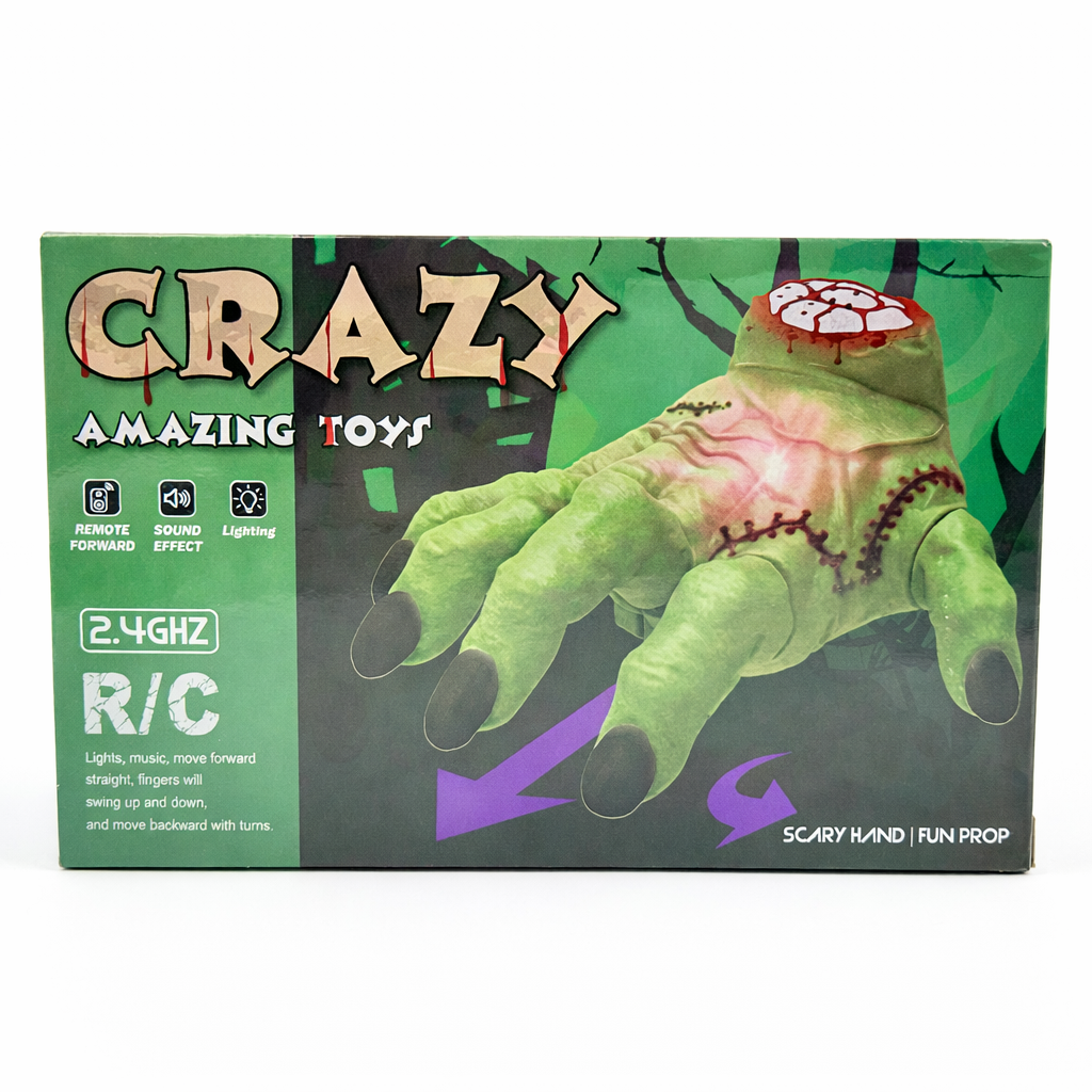 RC Scary Hand Toy with Lights & Sound | Remote Control Creepy Walking Hand Prank Toy for Kids & Parties (3+)