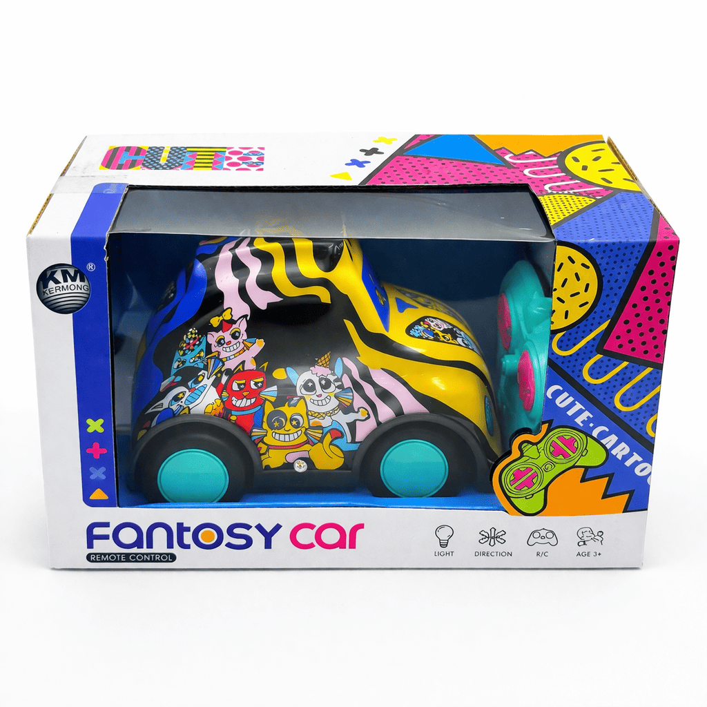 Cute Fantasy Remote Control Car for Kids | Light & Sound Cartoon RC Toy Car | Rechargeable Fun Gift (Age 3+)