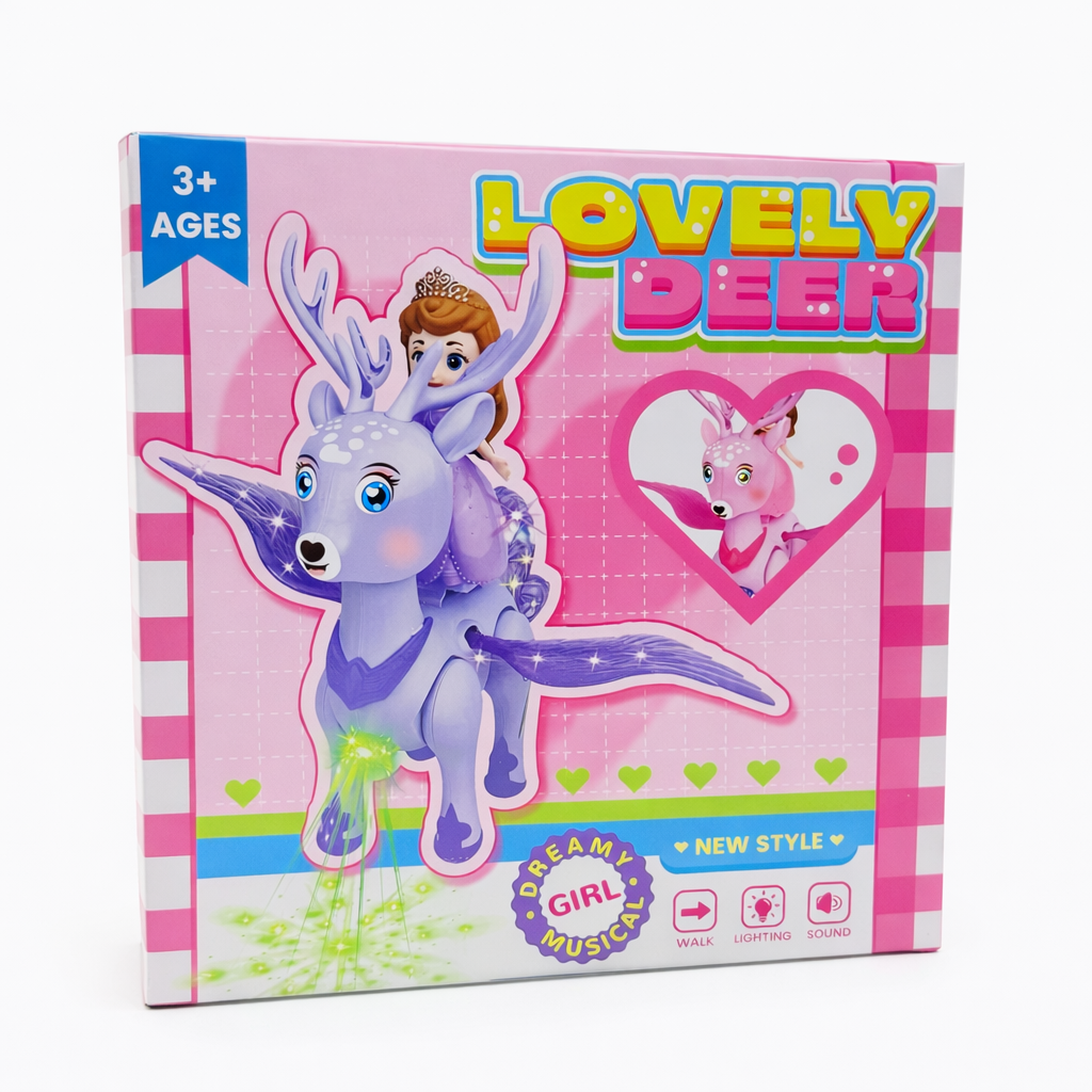 Lovely Deer Princess Toy with Lights, Music & Walking Action | Battery Operated Fantasy Toy for Kids (3+ Years)