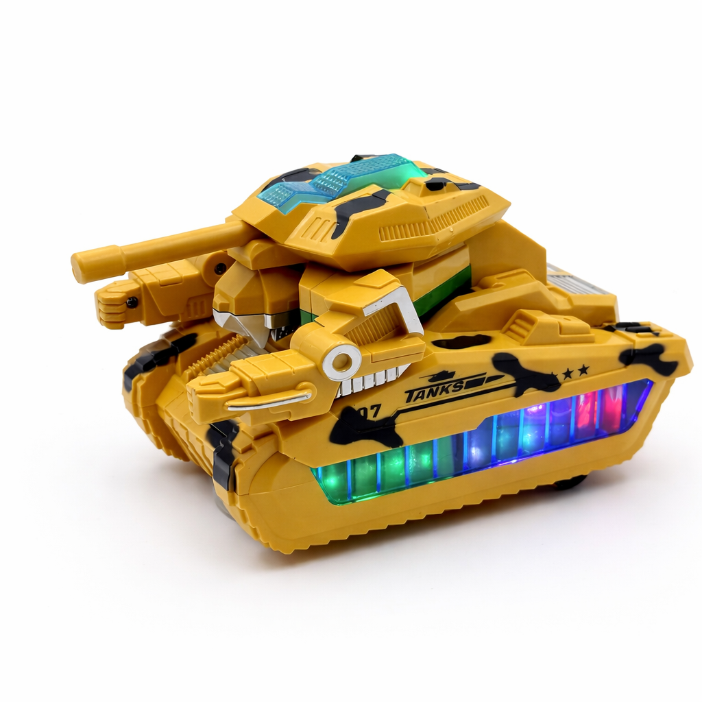 2-in-1 Transforming Tank Robot Toy with LED Lights & Music | Deformation Battle Tank for Kids