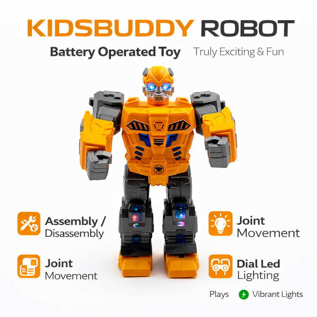 Kids Buddy DIY Robot Toy with LED Lights & Movable Parts | Assembly Building Toy for Kids (8+ Years)
