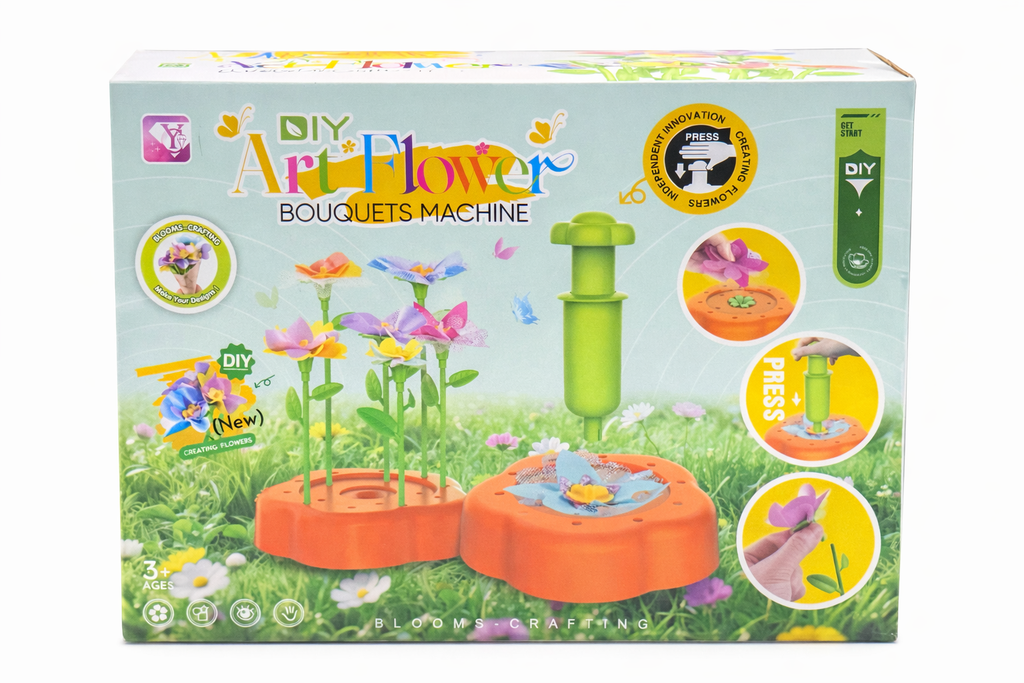 DIY Art Flower Bouquet Maker Kit for Kids | Creative Craft Toy with Press Machine | STEM Learning Activity Set (3+)