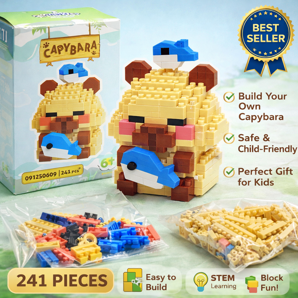 Capybara Mini Building Blocks Toy (241 PCS) | Cute Animal DIY Brick Set | STEM Learning Puzzle Toy for Kids (6+)