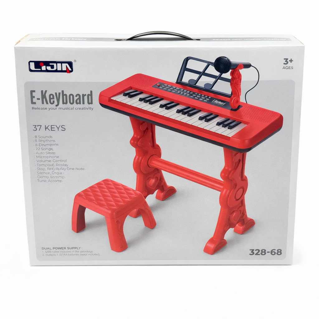 Kids Electronic Keyboard Piano Set with Mic & Stool | 37 Keys Musical Toy with Stand | Beginner Learning Keyboard for Kids (3+)