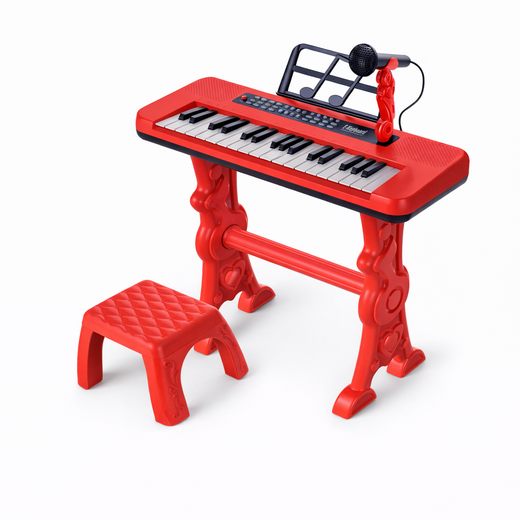 Kids Electronic Keyboard Piano Set with Mic & Stool | 37 Keys Musical Toy with Stand | Beginner Learning Keyboard for Kids (3+)