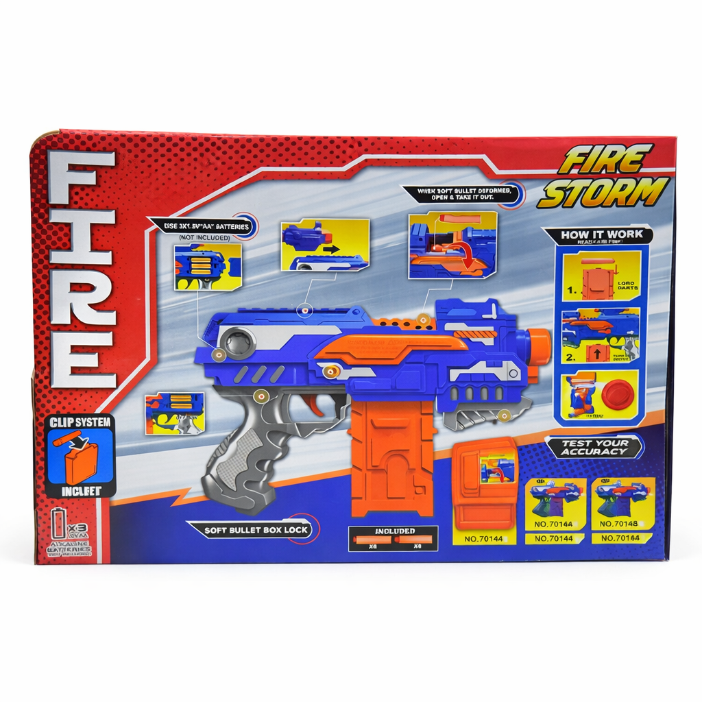 Fire Storm Soft Bullet Toy Gun with Foam Darts | Pump Action Dart Blaster for Kids | Safe Shooting Game Toy (6+)